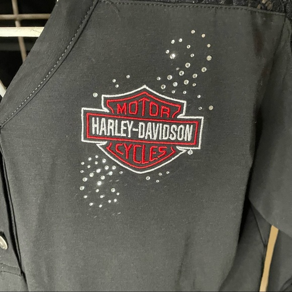 Black Lace Harley-Davidson Long Sleeve Ladies Shirt - Picture 6 of 8